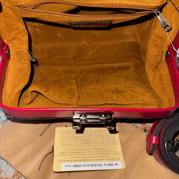 PATRICIA NASH Burnished Tooled Leather Satchel – Berry Red - detachable strap - Picture 7 of 12